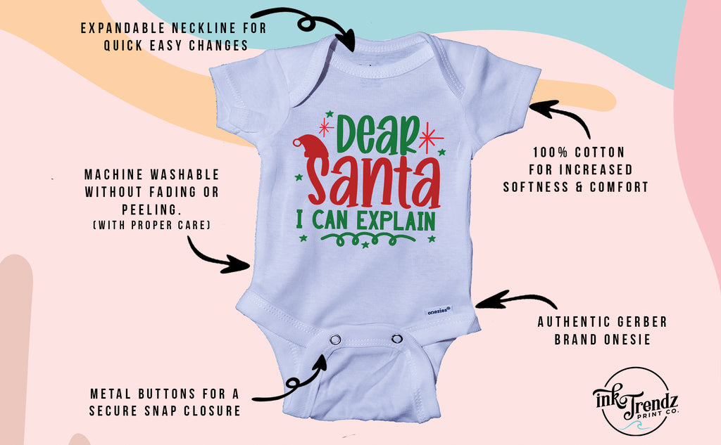 Dear Santa I Can Explain Cute Baby Christmas Onesie