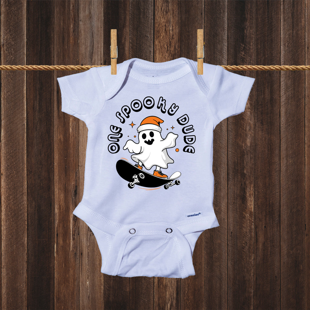 One Spooky Dude Cute Ghost Funny Halloween Baby Onesie One-Piece Bodysuit