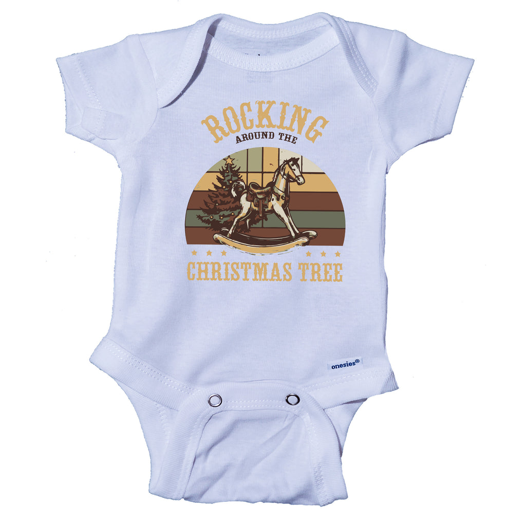 Rocking Around the Christmas Tree Western Onesie One-Piece Bodysuit, Western Christmas Onesie, Amazon Onesie
