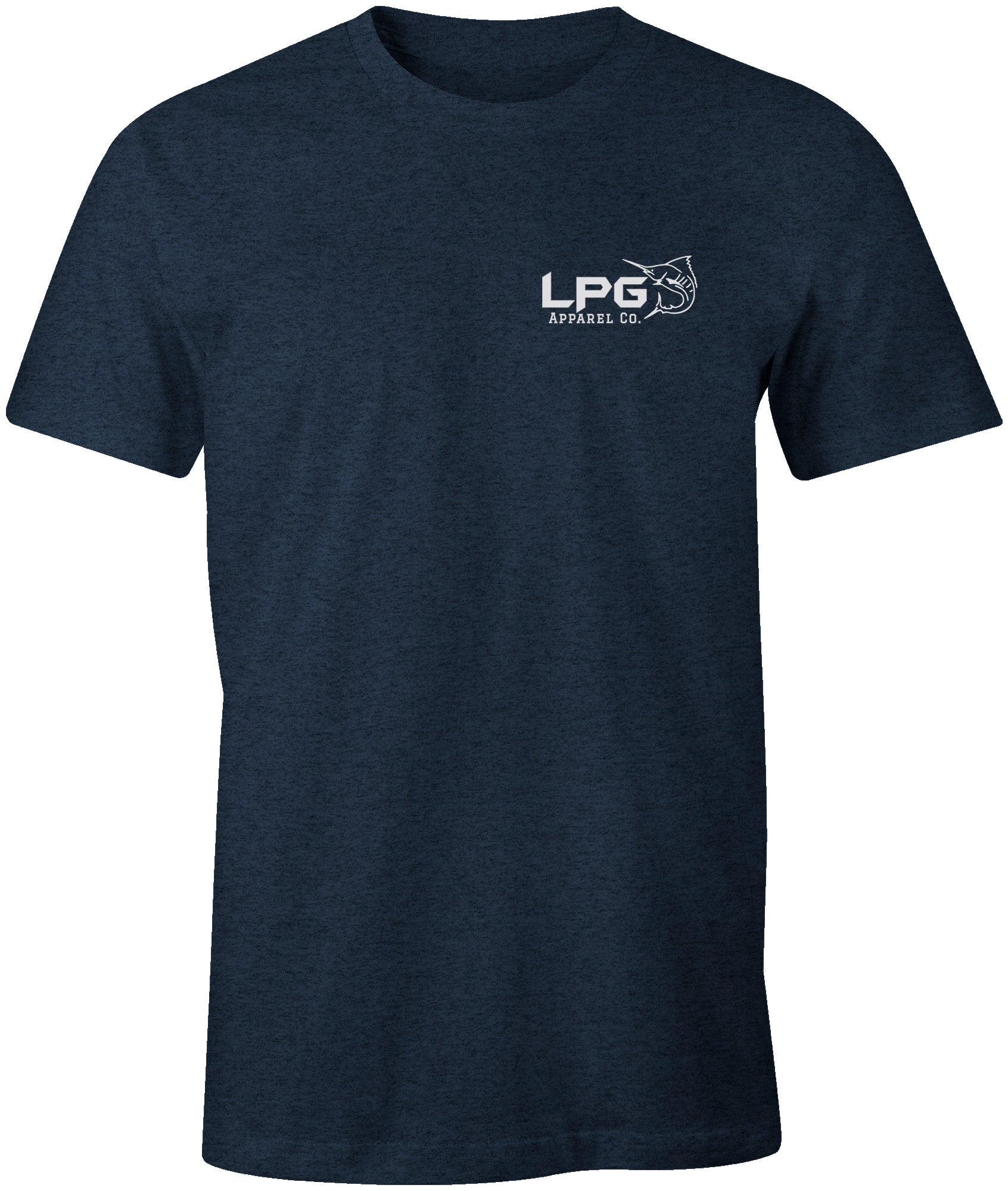 LPG Apparel Co. Surface Breaker Marlin Fishing T-Shirt Small / Heather Navy